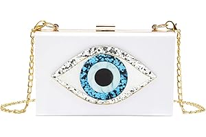 LETODE Clutch Purses for Women-Evil Eye Acrylic Clutch Glitter Purse Evening Bag Chain Shoulder Crossbody Handbags