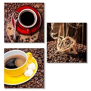 3 Piece Canvas Wall Art for Living Room, Bedroom The Aroma of Coffee Canvas Prints for Home Decoration Ready to Hang - 12"x12"x3 Panels