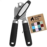 GORILLA GRIP Heavy Duty Stainless Steel Smooth Edge Manual Can Opener and Bottle Openers, Soft Comfortable Handle, Oversized
