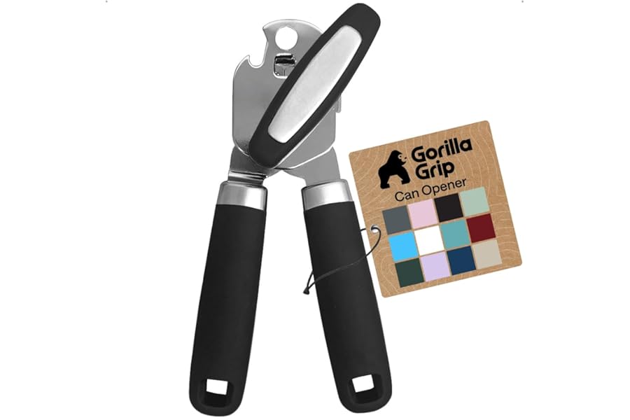 GORILLA GRIP Heavy Duty Stainless Steel Smooth Edge Manual Can Opener and Bottle Openers, US Designed, Soft Comfortable Handl Book
