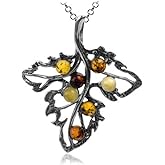 Ian and Valeri Co. Multicolor Amber Sterling Silver Leaf Pendant Chain 18