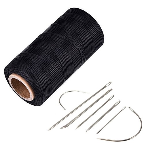 YCNK 260 Meter 1mm 150D Leather Waxed Wax Thread Cord Craft for DIY Leather Hand Stitching Stitching (Black)