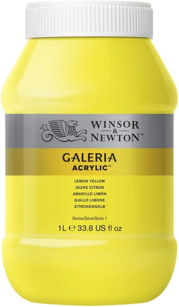 Winsor & Newton 2154346 Galeria Acrylic Paint, High Pigmentation, Non-fading, Butter Consistency, 1000 ml Tube - Lemon Yellow