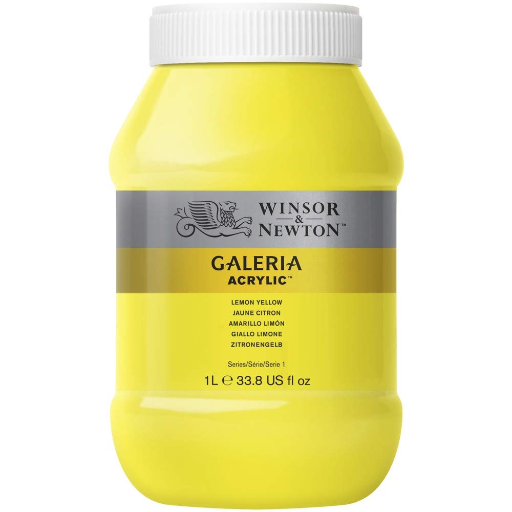 Winsor & Newton 2154346 Galeria Acrylic Paint, High Pigmentation, Non-fading, Butter Consistency, 1000 ml Tube - Lemon Yellow