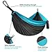Gold Armour Camping Hammock - XL Double Parachute Camping Hammock (2 Tree Straps 16 LOOPS/10 FT Included) Lightweight Nylon Portable Hammock, Best Parachute Double Hammock (Gray/Sky Blue)