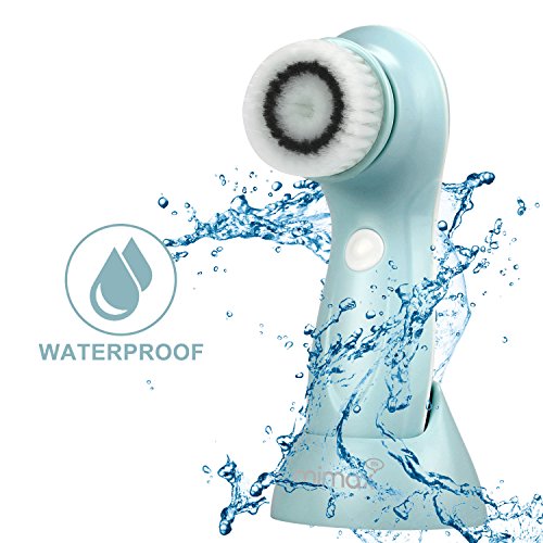 Mimax Facial Cleansing Brush Electric Rechargeable Waterproof Brushing Kits 2 speeds For Skin Cleansing Exfoliating ,Facial Brush Benefits with 3 Brush Heads, Blackhead Remover. - Thumbnail 3