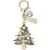 MONNEL MC695 Little Crystal Christmas Tree Lobster Clasp Charm for Women with Velvet Bag (Green,1 Piece)