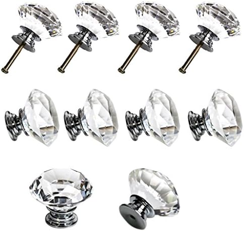 Cabinet Crystal Knob Door Handle Diamond Diameter 30mm Shaped Cupboard Handles Drawer Pulls Wardrobe Home Hardware,10 Pack