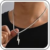 Sttiafay Lightning Pendant Necklace Gold Lightning Bolt Necklace Long Sweater Charms Rope Chain Jewelry for Women Men