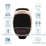 TAKSON Bluetooth music Watch,phone mobile speaker,Sports Speaker watch,Portable Bicycle Speaker,music Wireless Speakers watch,Hands-free Call,Selfie,FM for Walking,Running,Climbing,Bicycling (Gold)