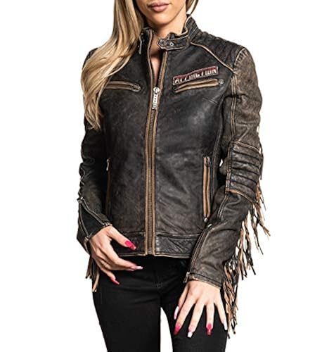 Affliction Women's Fast Times Lambskin Leather Moto Jacket in