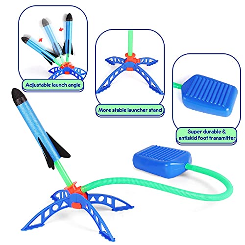 Bonbell Rocket Toy, 6 Rockets and 100 Feet Rocket Launcher for Kids, Durable Tripod Stand & Air Powered, Kids Outdoor Toy for Garden, Park, Birthday Gift for Boys Girls Age 3-12