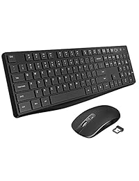 VicTsing Wireless Keyboard and Mouse, Full-Sized 104 Keys Slim Keyboard and 3 DPI Adjustable Silent Mouse Combo with On Off Switch, 2.4GHz Plug & Play Connection for Laptop, PC, Desktop Computer