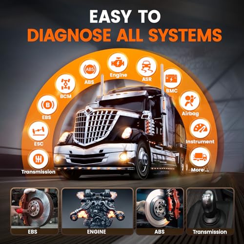 ANCEL HD3300 Heavy Duty Truck Scanner with DPF Regen Full System Diagnostic Tool, Fits for Diesel Engine Cummins, Caterpillar, Detroit, Paccar, Volvo, International & 99% Commercial Cars