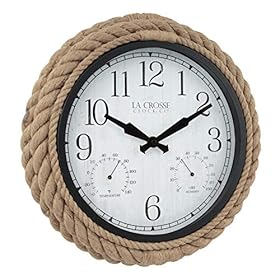 La Crosse 433-3836 14-inch Rowan Indoor/Outdoor Rope Analog Quartz Wall Clock, Brown 516HAzBQWhL