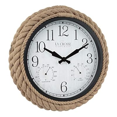 La Crosse 433-3836 14-inch Rowan Indoor/Outdoor Rope Analog Quartz Wall Clock, Brown 516HAzBQWhL