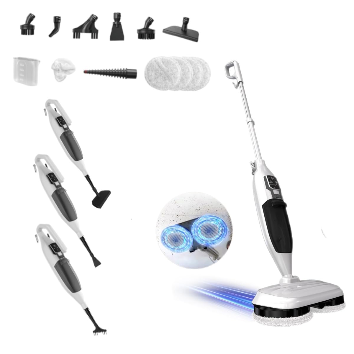 Photo 1 of ** USED** Torder Steam Mop with 13 Accessories,Steam Cleaner Home Use,Floor Scrubber spin mop for Hard Wood Floors,tile Scrub Steamer Deep Cleaning,Carpet, 4 Washable Mop Pads, 550ml Capacity,30 Second Heat-Up