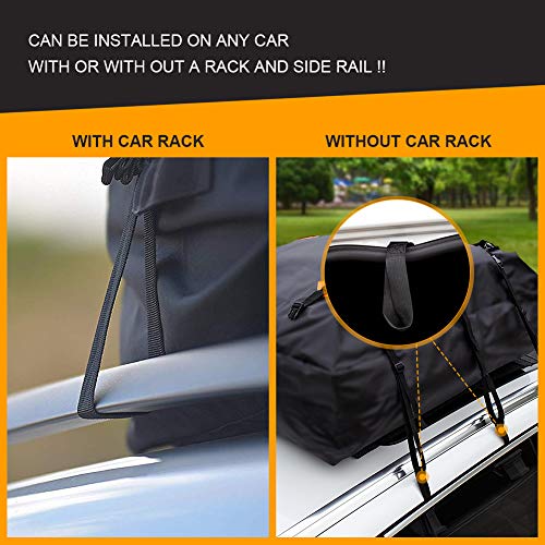 AlltoAuto Car Rooftop Cargo Carrier Bag, 100% Waterproof-15 Cubic Feet, Protective Mat, Storage Bag, Straps&Hooks Include, Soft Shell Carrier Bag for All Cars and Truck with or Without Racks