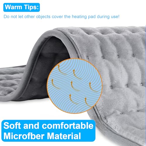 Heating pad,Electric Heat Pad, Pain Relief of Back Neck & Shoulder, Auto Shut Off, with Automatic Switch-Off and 10 Temperature Levels Heating pad (13.7" x 23", Silver Gray)