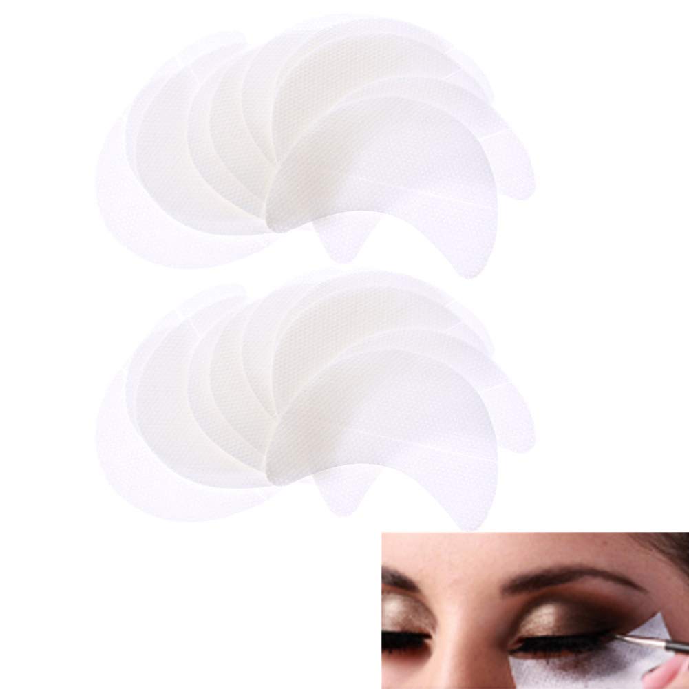 Lansonee 100 Piece Eyeshadow Shield, Reusable Gel Pad Patches & Stencils for Eyelash Extension, Lip Makeup, Eye Shadow Applicator, Makeup Artist Tools (Clear/Gel)
