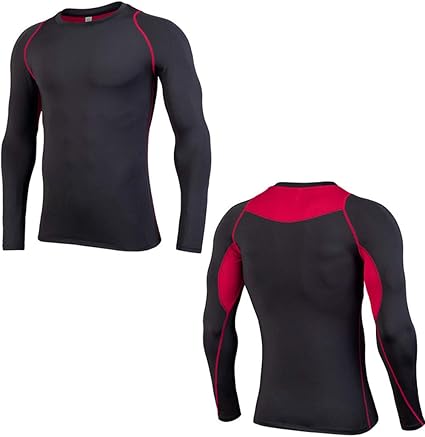 Herren Langarm T Shirt Unterhemd Fitness Shirt Stretch Schnelltrocknend Tights Running Sportswear Amazon De Sport Freizeit