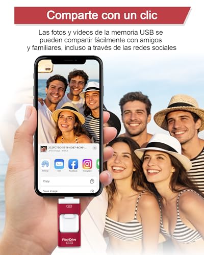 ZARMST USB Flash Drive 256GB for Phone and Android, 4 in 1 USB 3.0 with Iightning/USB-C/Micro USB/USB-A, External Memory for Mobile, Photo and Video Storage, Red