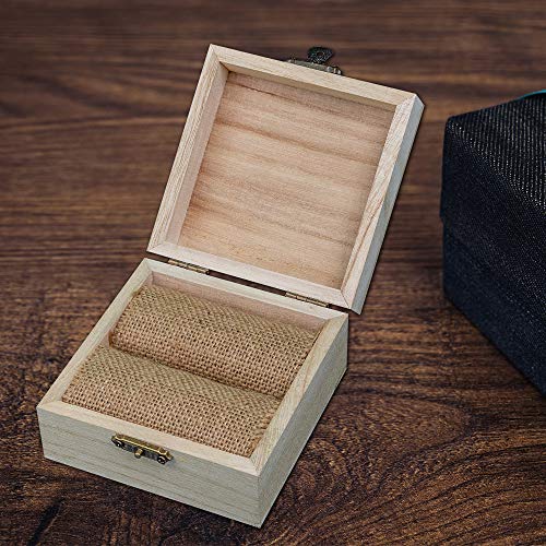 senover Wooden Mr Mrs Wedding Ring Box Wedding Ring Bearer Box Ring Bearer Pillow Shabby Chic Ring Box for Engagement Anniversary Valentine's Day Decorative Jewelry Box Favor Gift - Thumbnail 4