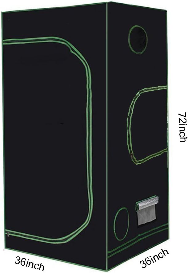HONGVILLE Reflective Mylar Hydroponics Grow Tent Indoor Planting Room, 36" L x 36" W x 72" H