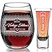 1974 46th Birthday Gifts Under $10 for Women and Men Wine Glass - Funny Vintage Birthday/Anniversary Gift Ideas for Mom, Dad, Husband or Wife - Wine Glasse + Shot Glass for Red or White Wine