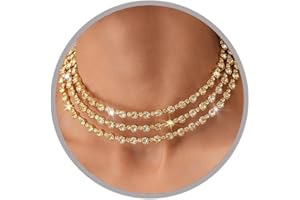 Silver Rhinestone Necklace for Women Dainty Layered Wedding Necklace Gold Tennis Choker Necklace for Women Wedding Accessorie