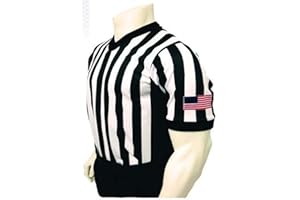 SMITTY OFFICIAL'S APPAREL Smitty USA201-607 Men's Basketball V-Neck Body Flex Referee Shirt with Side Panel - with USA Flag - Made in The USA