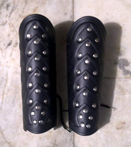 Nauticalmart Faux Leather Arm Guards - Medieval Bracers - Black - One Size