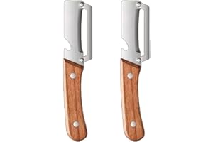 2 Pack Multi-Functional Vegetable Peeler for Kitchen Stainless Steel Blade Wooden Handle Bottle Opener 2-in-1 Peelers For Pot