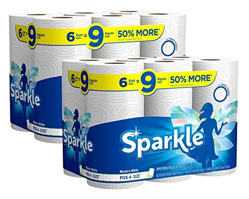 Sparkle Paper Towels, 12 Giant Rolls, Modern White, Pick-A-Size, 12 = 18 Regular Rolls