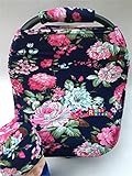 Rosy Kids Stretchy Infant Car Seat Canopy Cover, Jersey Car Seat Cover Elastic Nursing Scarf Privacy Cover with Matching Car Seat Handle Cover and Baby Hat, Color23DR17