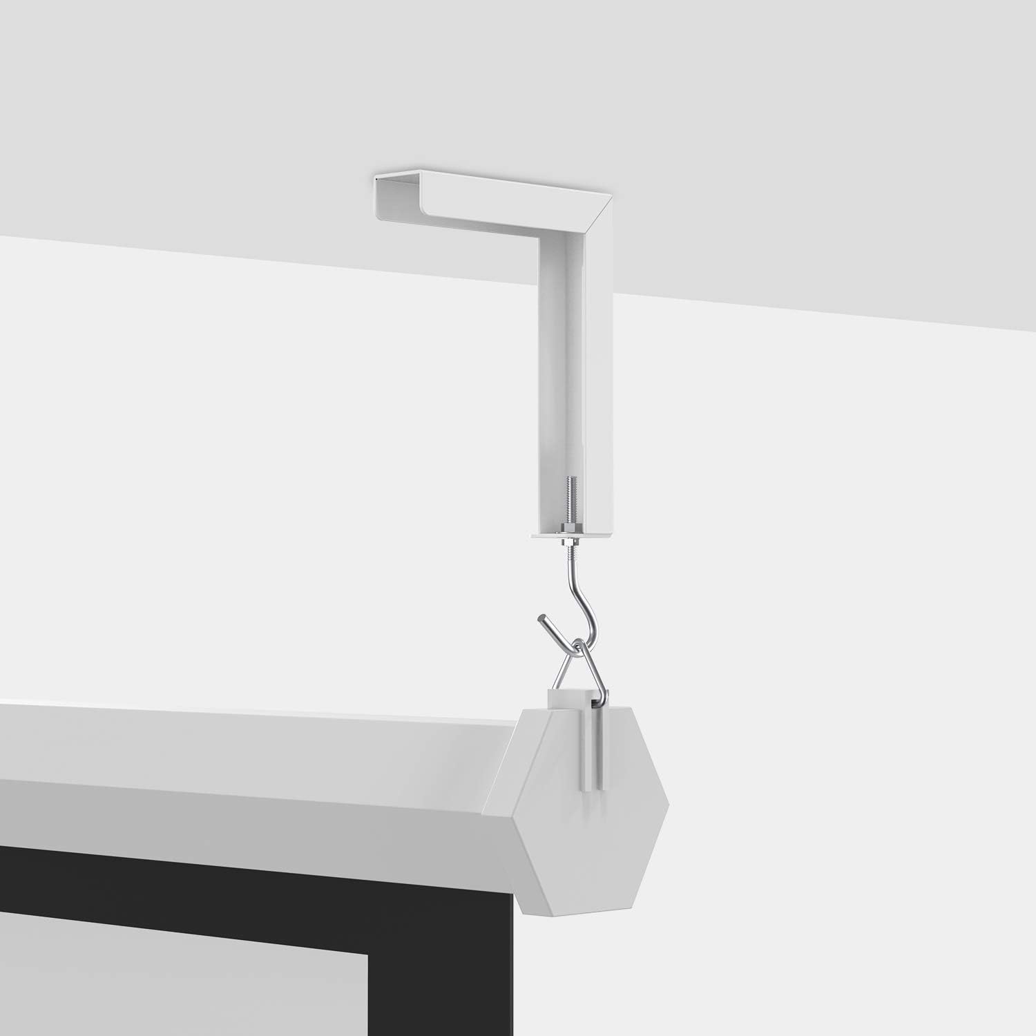 Universal Projector Screen L-Bracket Wall Hanging Mount 6 inch Adjustable Extension with Hook Manual, Spectrum and Perfect Screen Placement up to 66 lbs, 30 kg (PSM001), White: Electronics