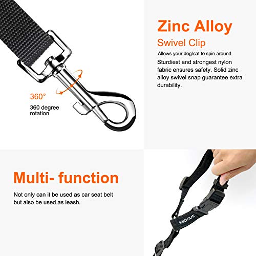 BWOGUE 2 Packs Dog Cat Safety Seat Belt Strap Car Headrest Restraint Adjustable Nylon Fabric Dog Restraints Vehicle… - Image 4