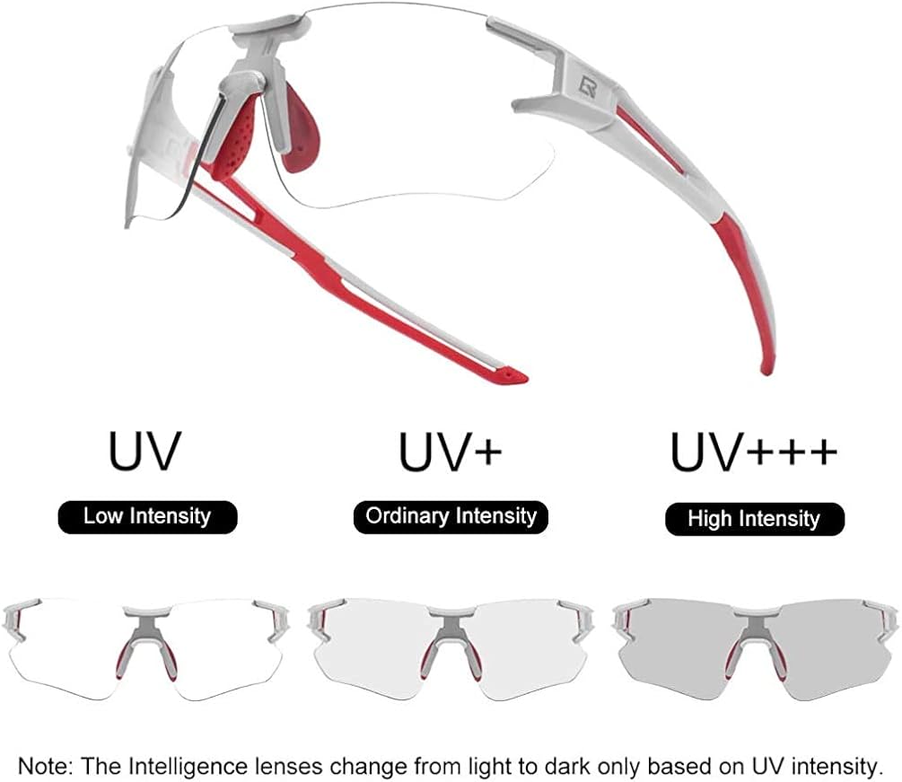 ROCKBROS Cycling Photochromic Sunglasses with UV400 Protection Transparent Rimless Goggles Sports Eyewear for Outdoor Sports Cycling Driving Running Fishing Women Men - Image 4