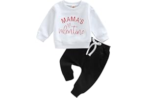 YOKJZJD Infant Toddler Baby Boy Valentines Day Outfits Letter Pullover Sweatshirt Long Sleeve T-Shirt Top Pants Clothes Set