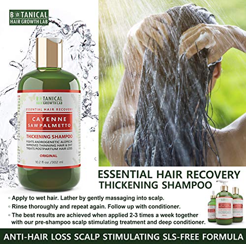Botanical Hair Growth Lab Cayenne - Saw Palmetto Hair Loss Shampoo DHT Blocker For Hair Thinning Prevention Alopecia Postpartum 10.2 Fl Oz