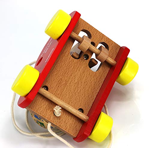 HSOMiD Wooden Toy Poko Poko Bear Drum Beating Car for Baby Toddlers Kids (Poko Bear)