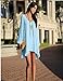 FACE N FACE Women's V-neck Loose Irregular Hem Summer Chiffon Short Casual Dress Sky Blue Small