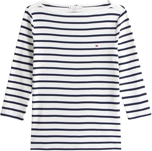 Camiseta de Manga Larga Mujer New Cody Slim Cuello Barco, Multicolor (Breton/ECU/Dark Night Navy), M