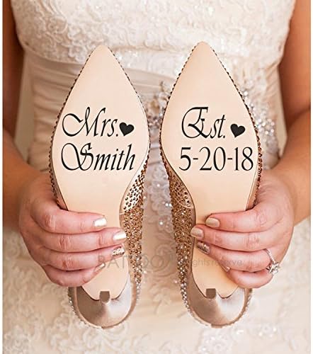 Amazon Com Battoo Name And Date Wedding Shoe Sticker Decals