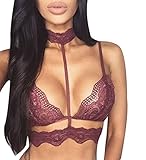 Gogoboi Women's Crop Tops Lace Choker Sheer Bralette Bustier Unpadded Bra Lingerie
