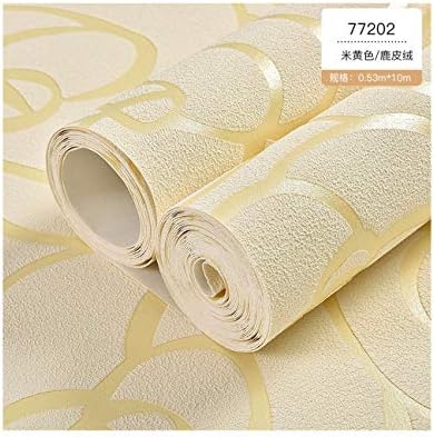 Stereo 3D Background Wall Paper Pastoral Simple Non-Woven Deer Velvet Wallpaper Living Room TV Background Rose, Beige