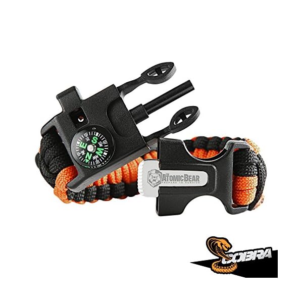 Cobra-Survival-Bracelet-pack-of-2-Paracord-Compass-Fire-Starter-Loud-Whistle-Emergency-Knife-Hiking-Camping-Fishing-Hunting-Gear-Prepare-to-Survive-WTSHTF-Color-black-blackorange