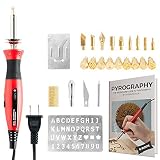 Wood Burning Kit + Free Beginners Guide, Best Pyrography Pen/Woodburner Tool with Adjustable Temperature, 21 PCS Carving/Embossing/Soldering Tips, Stencil, Carving Knife, Stand + Carrying Case