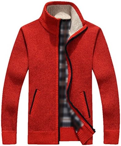 YeYan Men's Zip Knitted Cardigan Sweater Casual Plus Thick Fleece Jacket Coat Cardigans