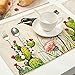 Cotton Linen Placemats, YIFAN 6Pcs Different Bird Pattern Dining Table Mats for Home Kitchen Office
